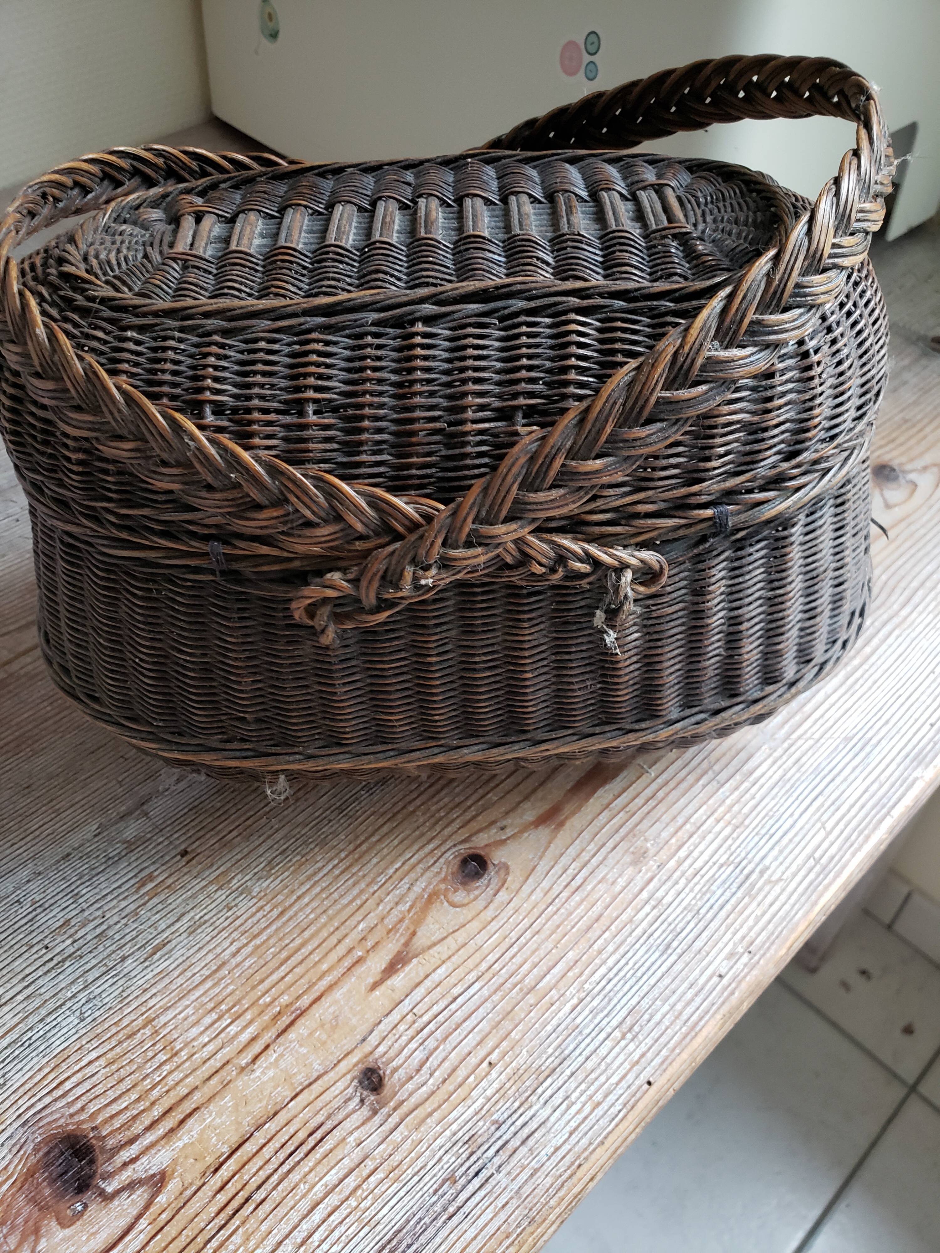 Black wicker market basket