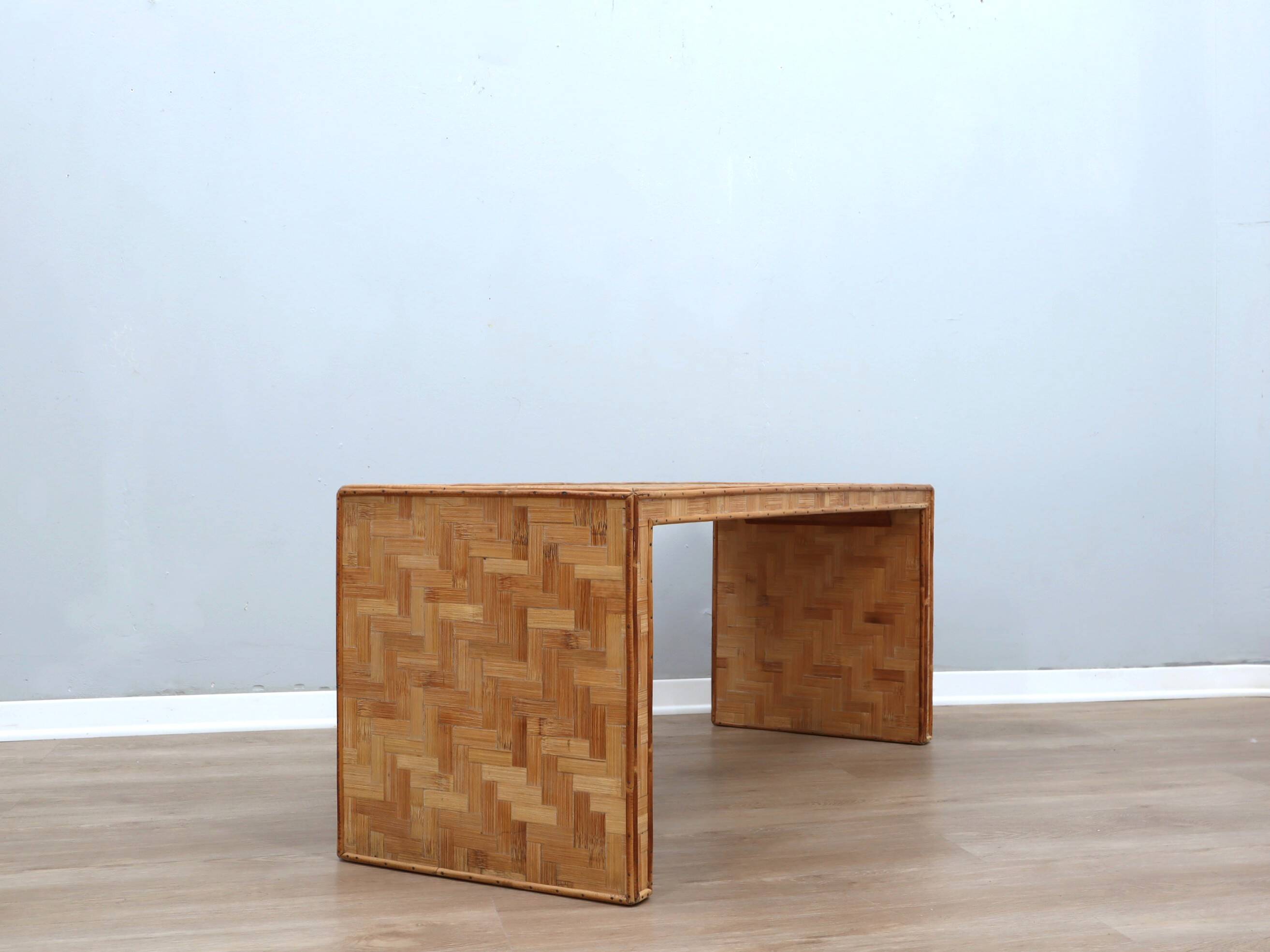 1970s minimalist bamboo & rattan bench by Vivai del Sud