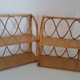 Set of bamboo wall shelves