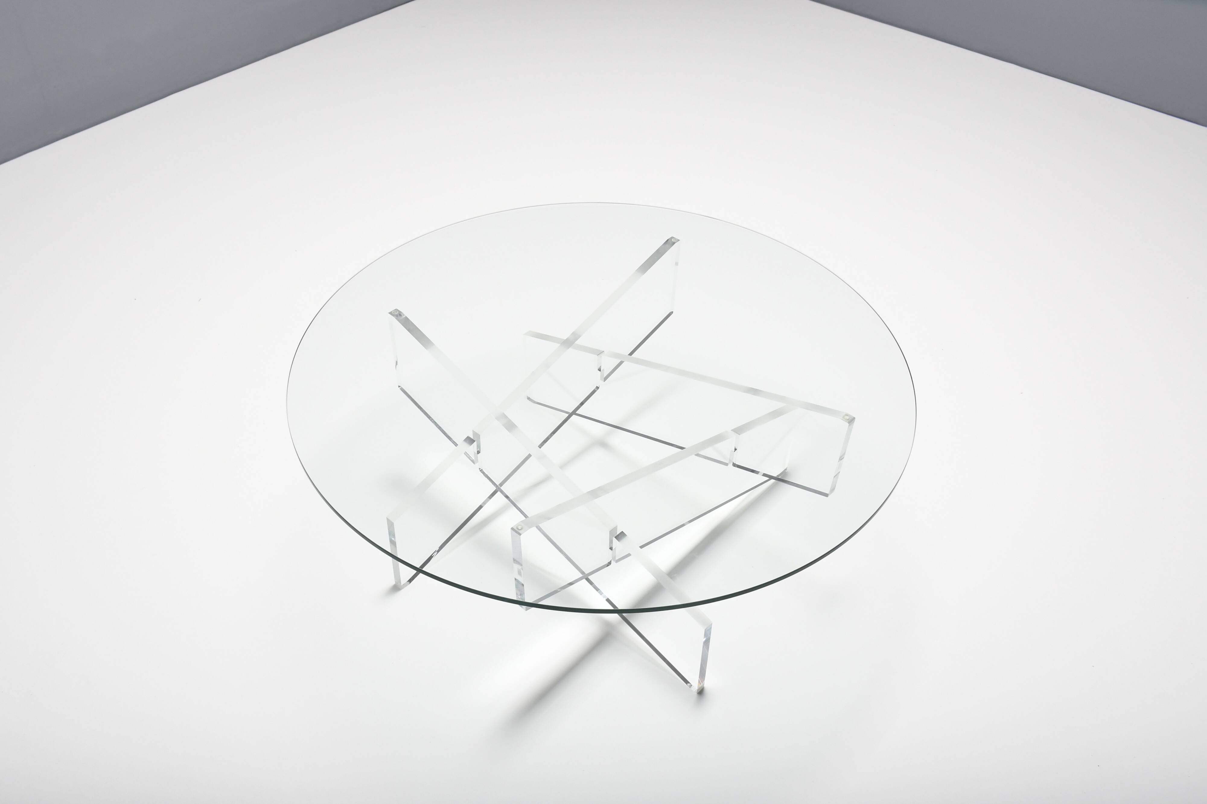 Graphic Lucite and Glass Coffee Table, Italy 1970s
