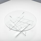Table basse graphique en lucite et verre, Italie 1970