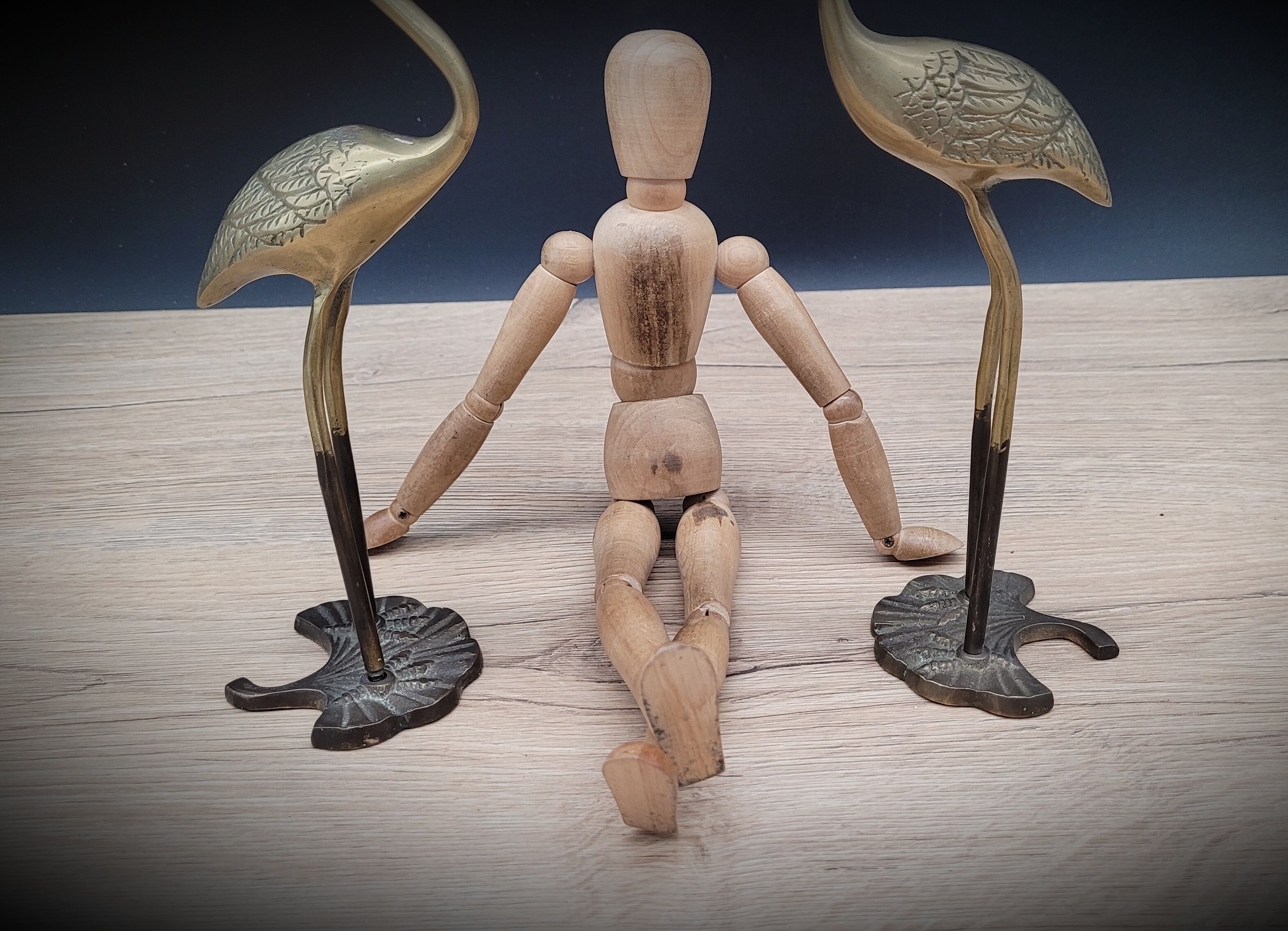 Duo ashy herons in brass