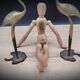 Duo ashy herons in brass