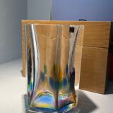Crystal vase with color inclusions