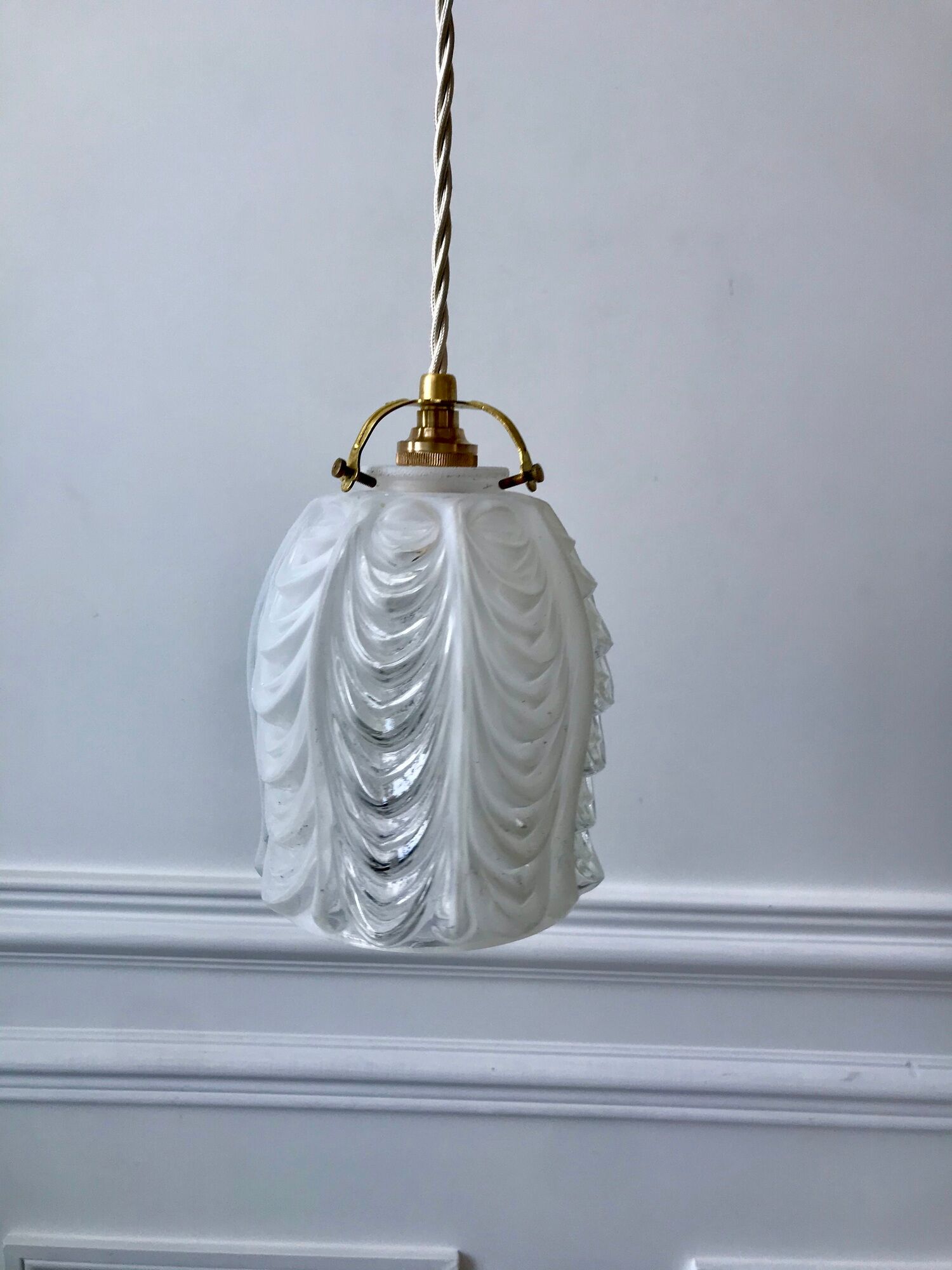 Art Deco frosted glass pendant lamp 30s