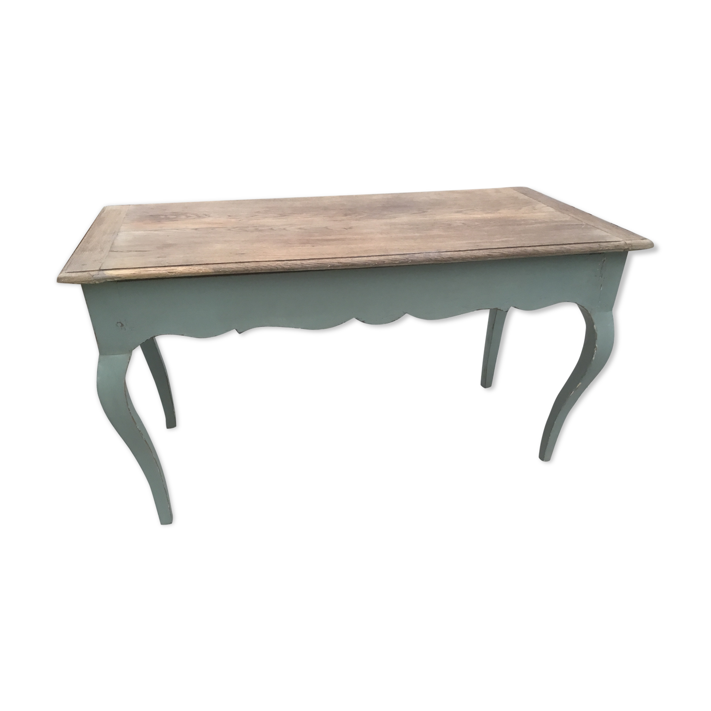 Rectangular coffee table, painted color green Sage and patina