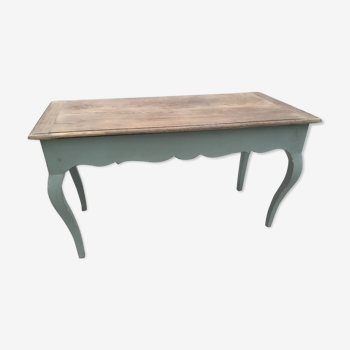 Rectangular coffee table, painted color green Sage and patina