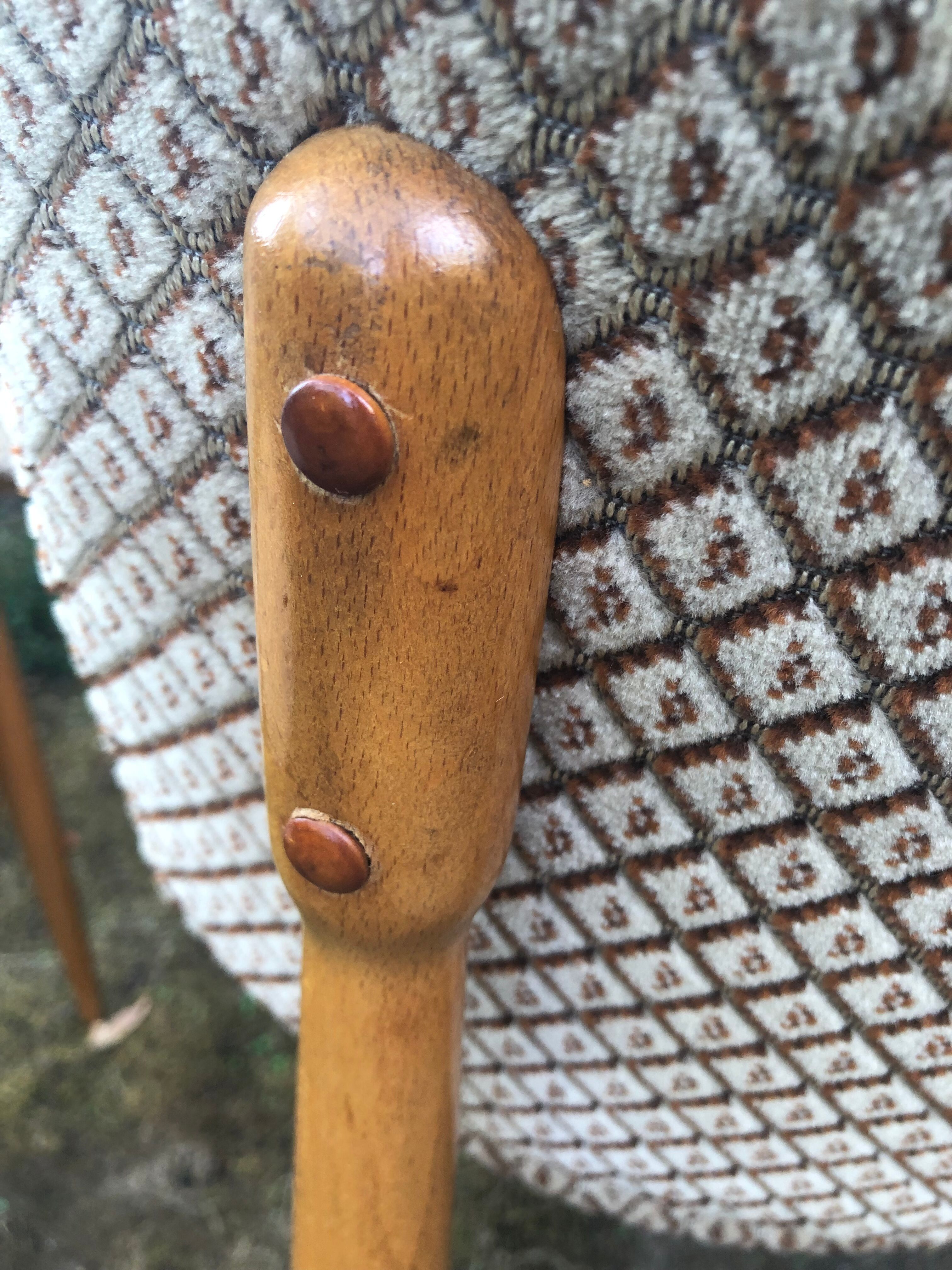 Wooden and velvet chairs 60s