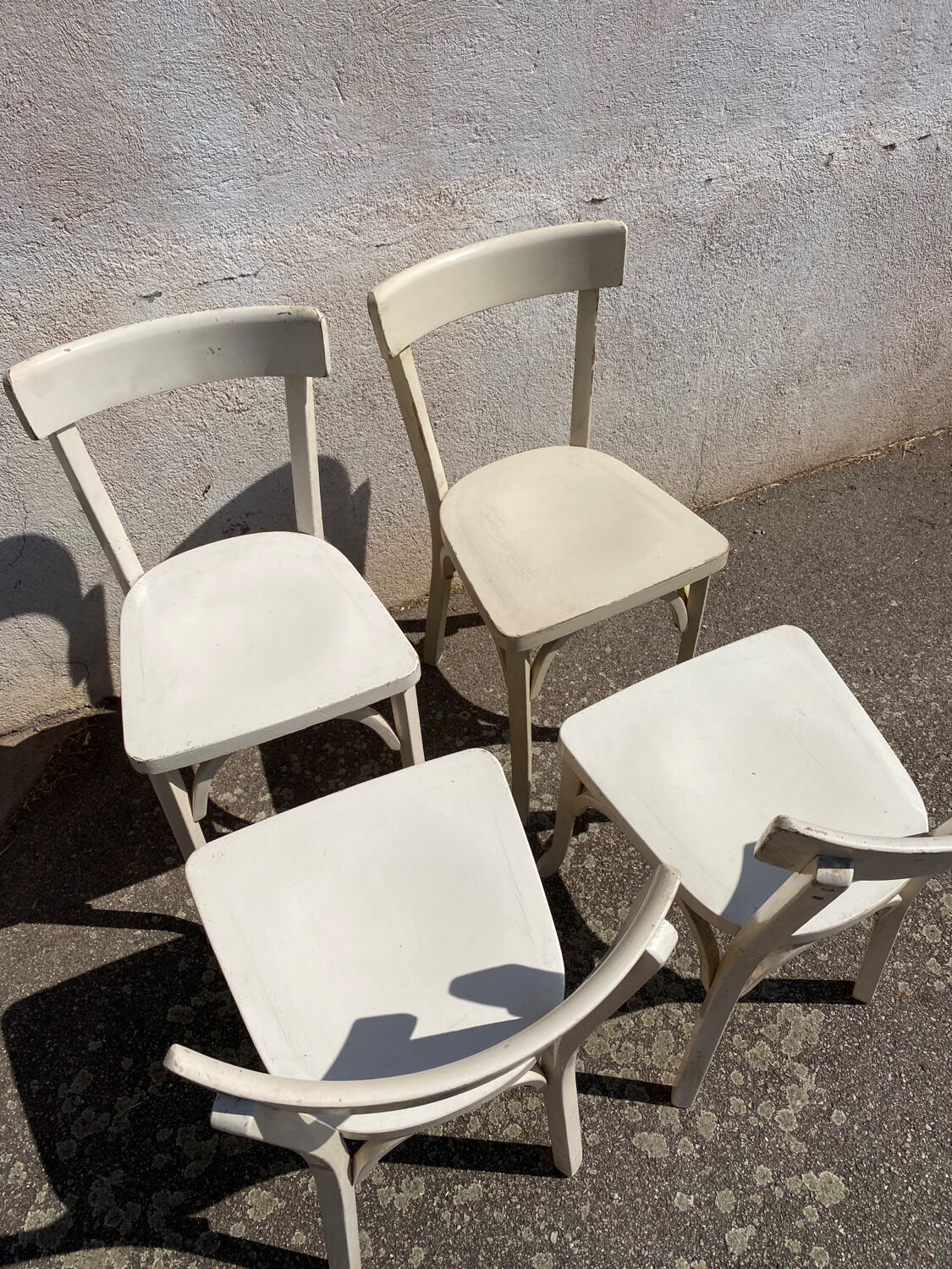 Set of 4 white bistro chairs