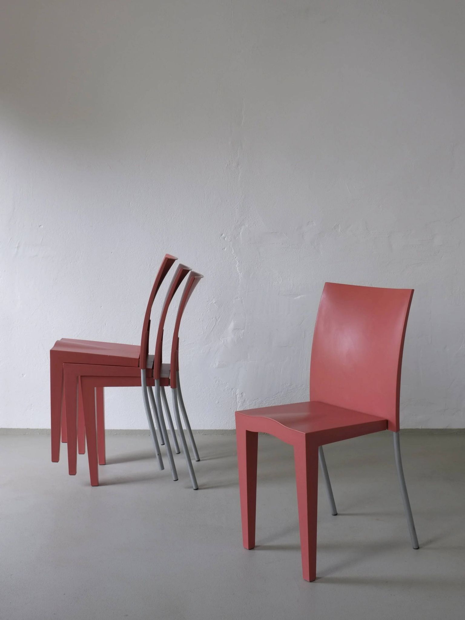 4 Kartell Coral Pink "Miss Global" Chairs by Philippe Starck | 1990s