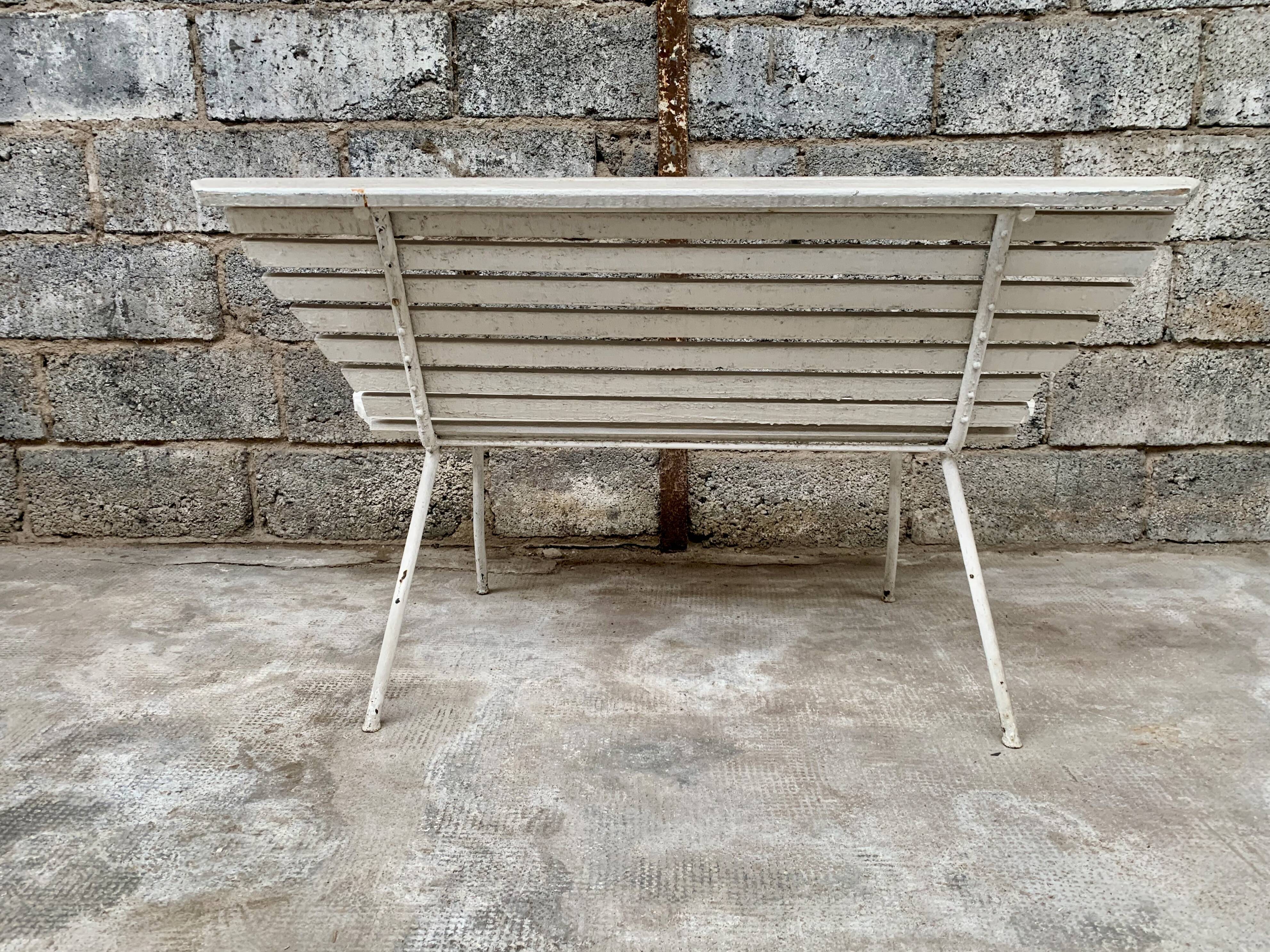 Old vintage garden bench with 2 wooden place, 1950s