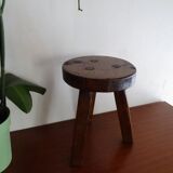 Brutalist wood tripod foot stool