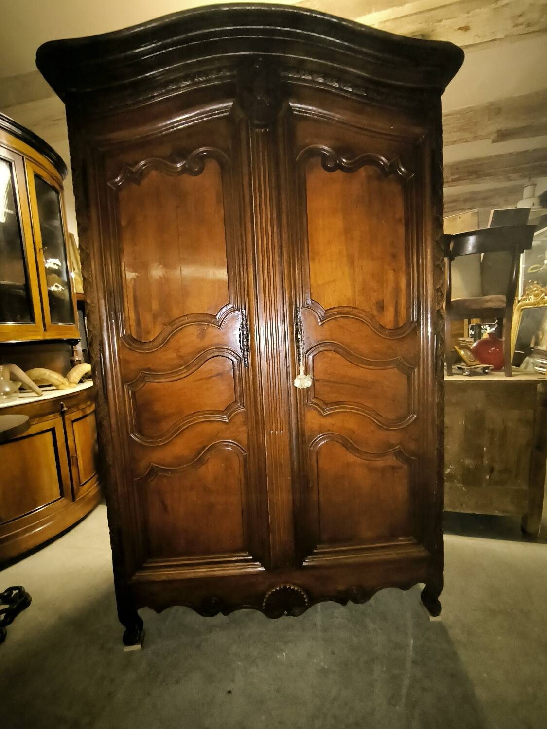 Louis XV period wardrobe in solid walnut