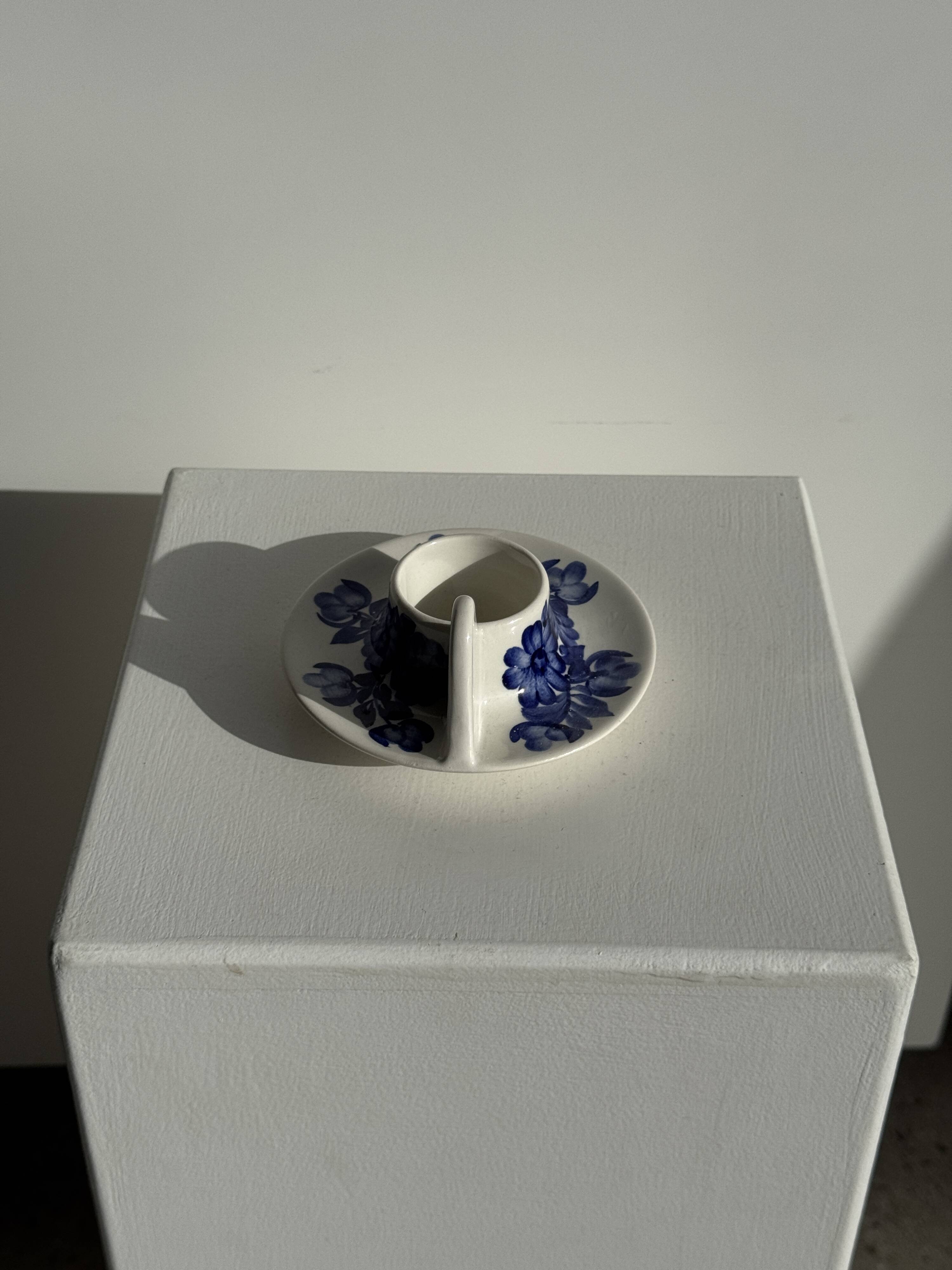 Vintage blue and white hand-held egg cup Poland D13