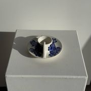 Vintage blue and white hand-held egg cup Poland D13