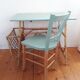 Desk mint green vintage 60s/70s Wicker rattan