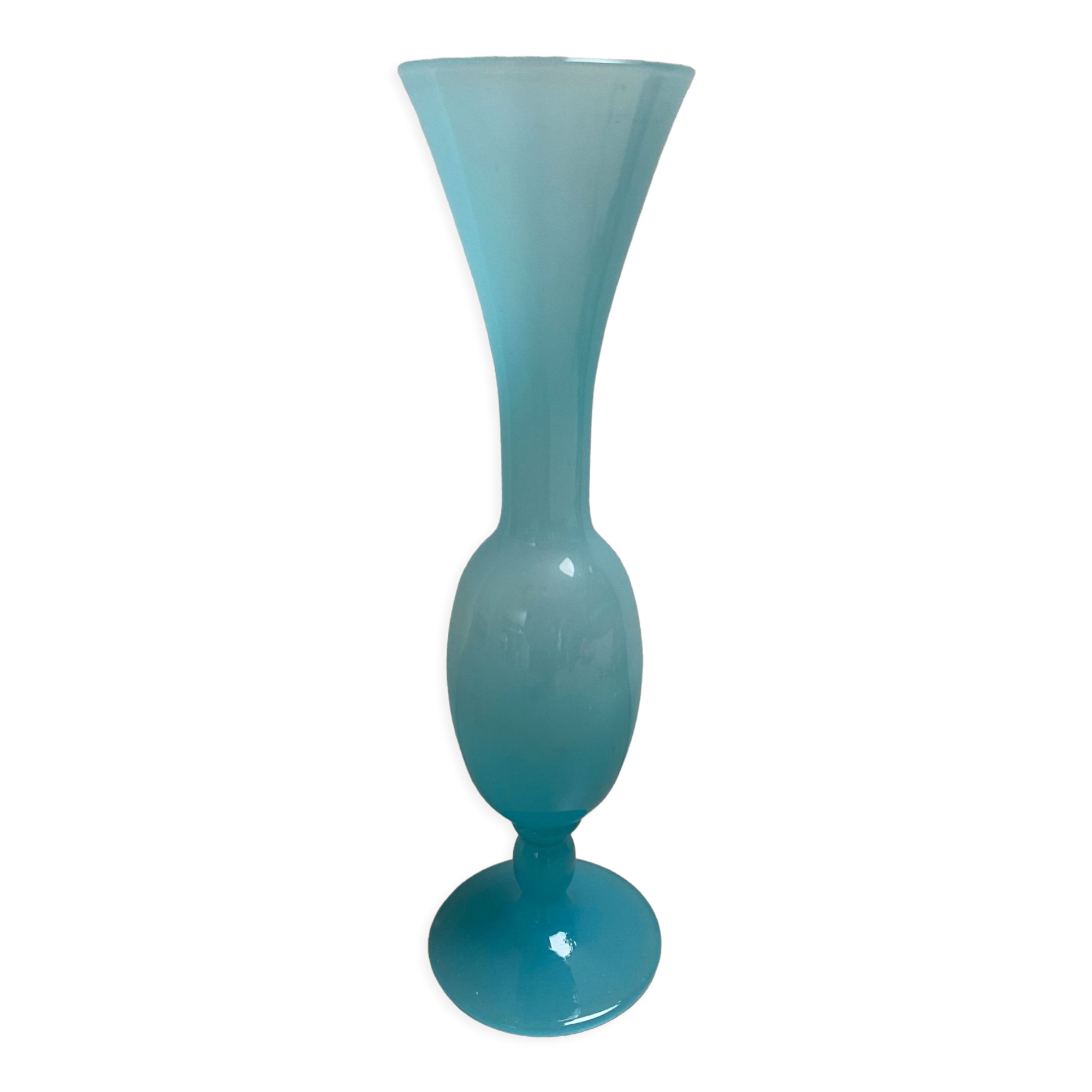 Blue opaline glass soliflore vase