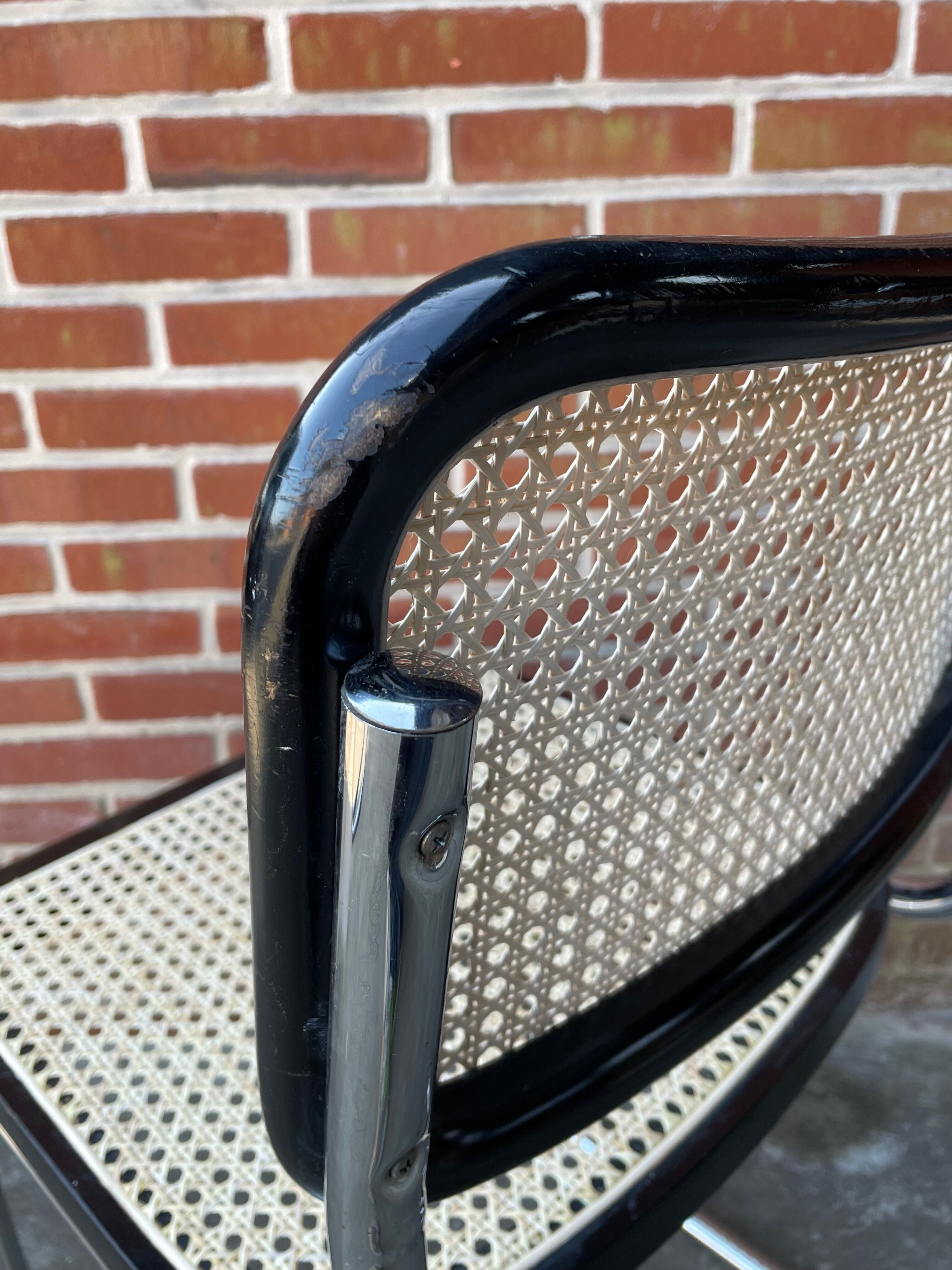 Ensemble de 4 chaises vintage modèle Cesca B32 en noir et chrome