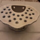 Handmade signed moustier pottery bouquet holder