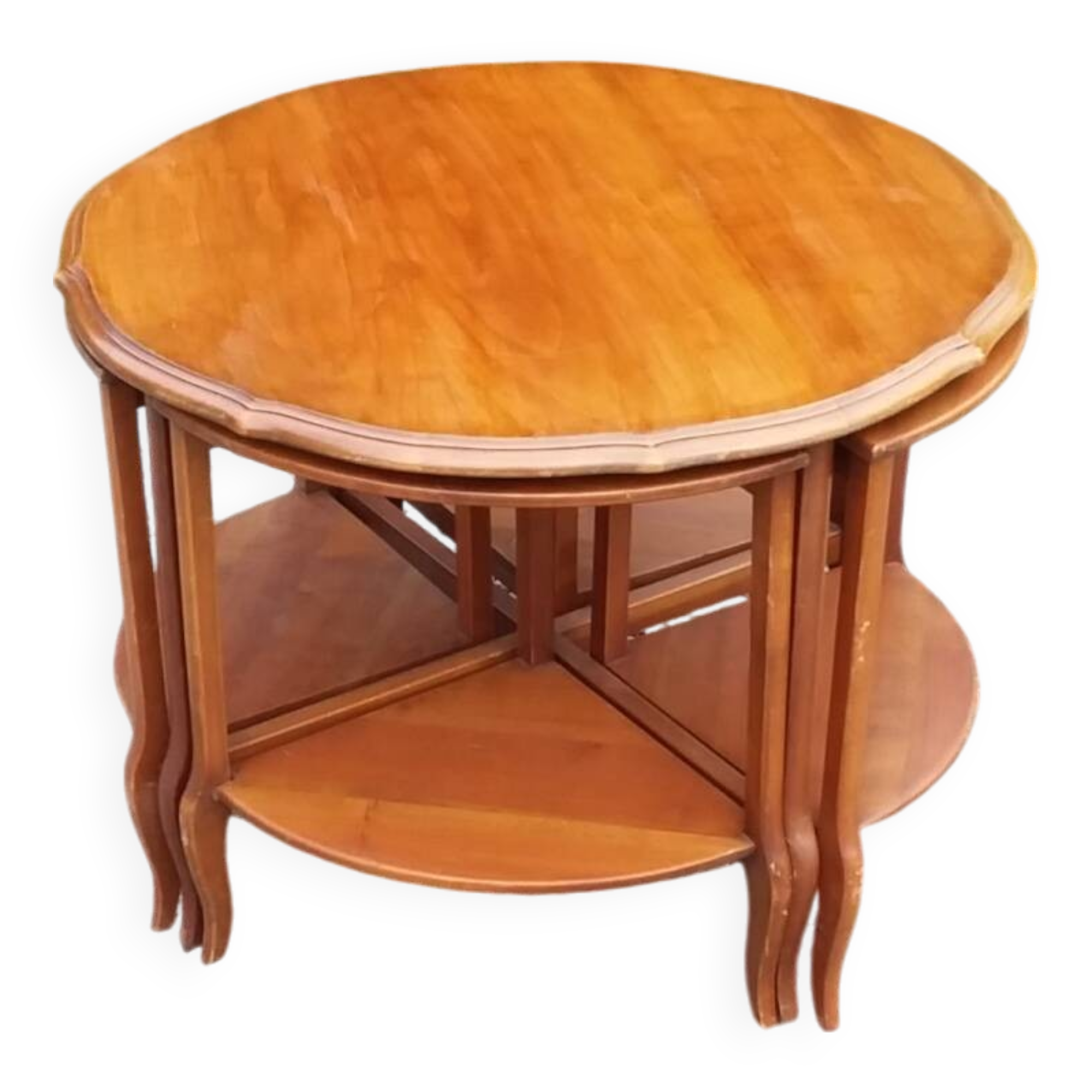 Coffee table nesting tables in cherry wood in classic style from the 60s/70s