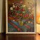 Oil on canvas still life with a red bouquet signed Bérard 20th century.