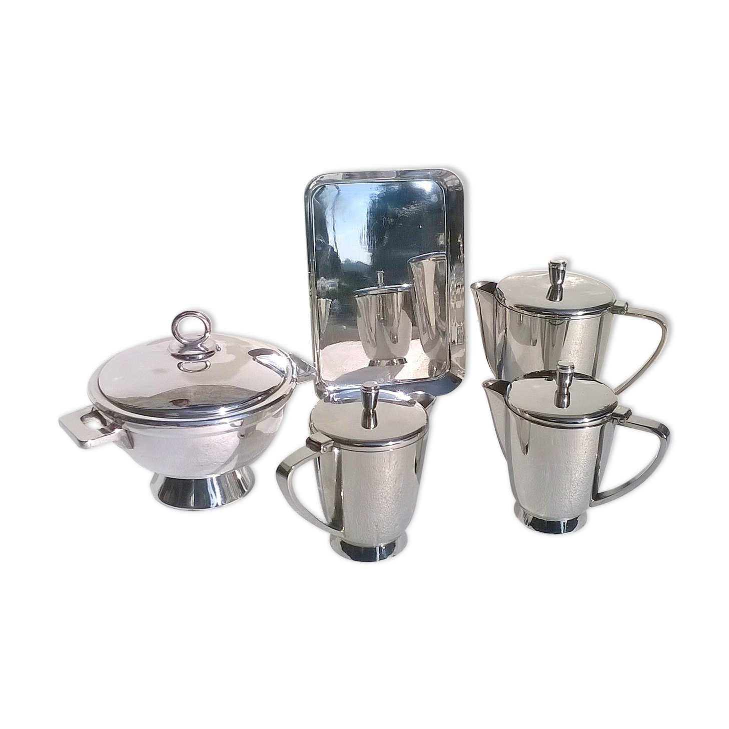 Calderoni, alpacca, set of five pieces,1950s