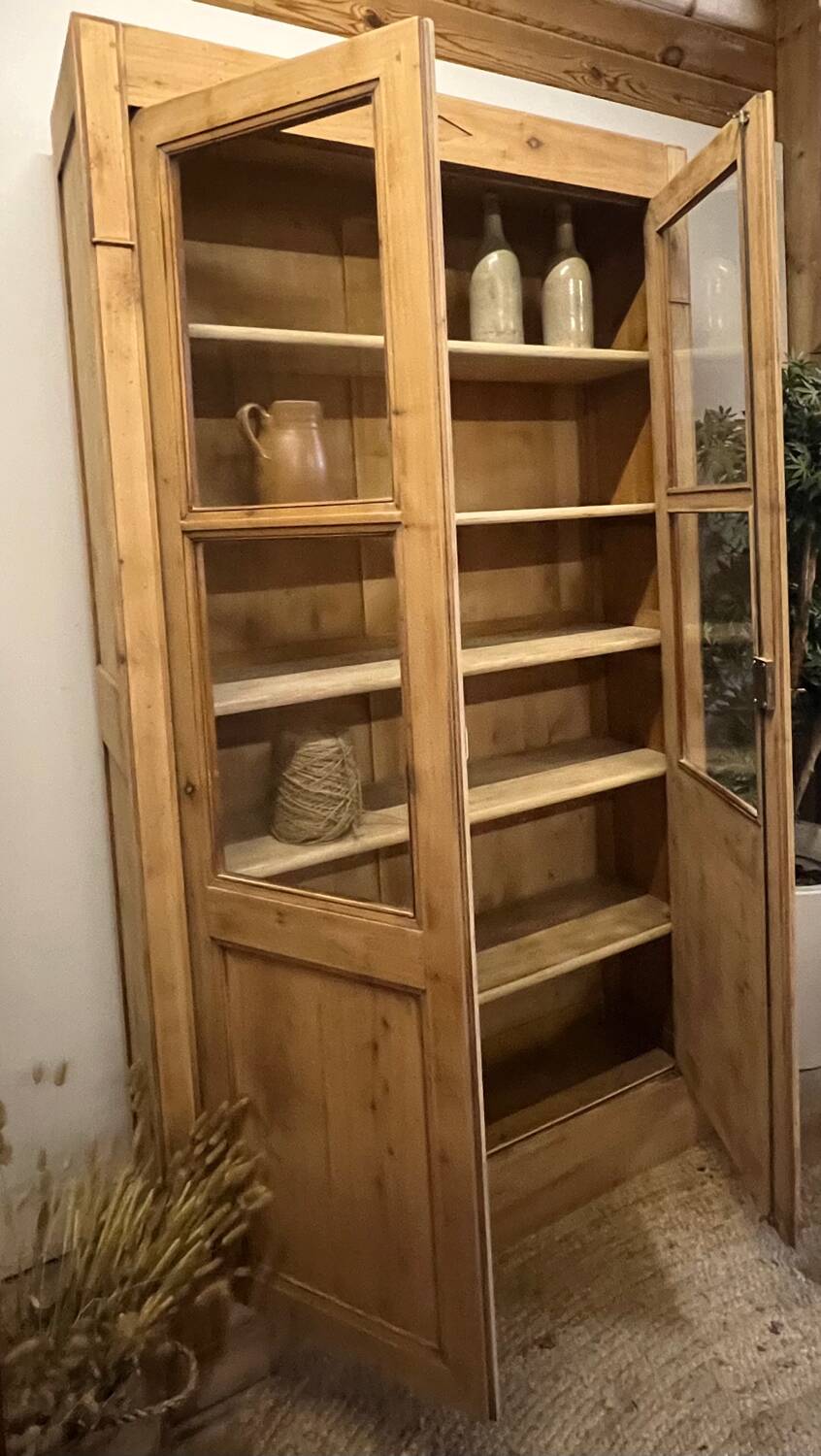 Antique Parisian wardrobe - raw solid wood: dresser bookshelf