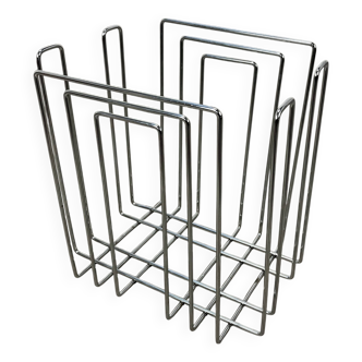 80s chrome metal magazine rack