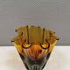 Beautiful ‘folded’ vase in amber-coloured glass. 1980-90s Finland