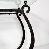 Glass and Wrought Iron Console, France, 1940s