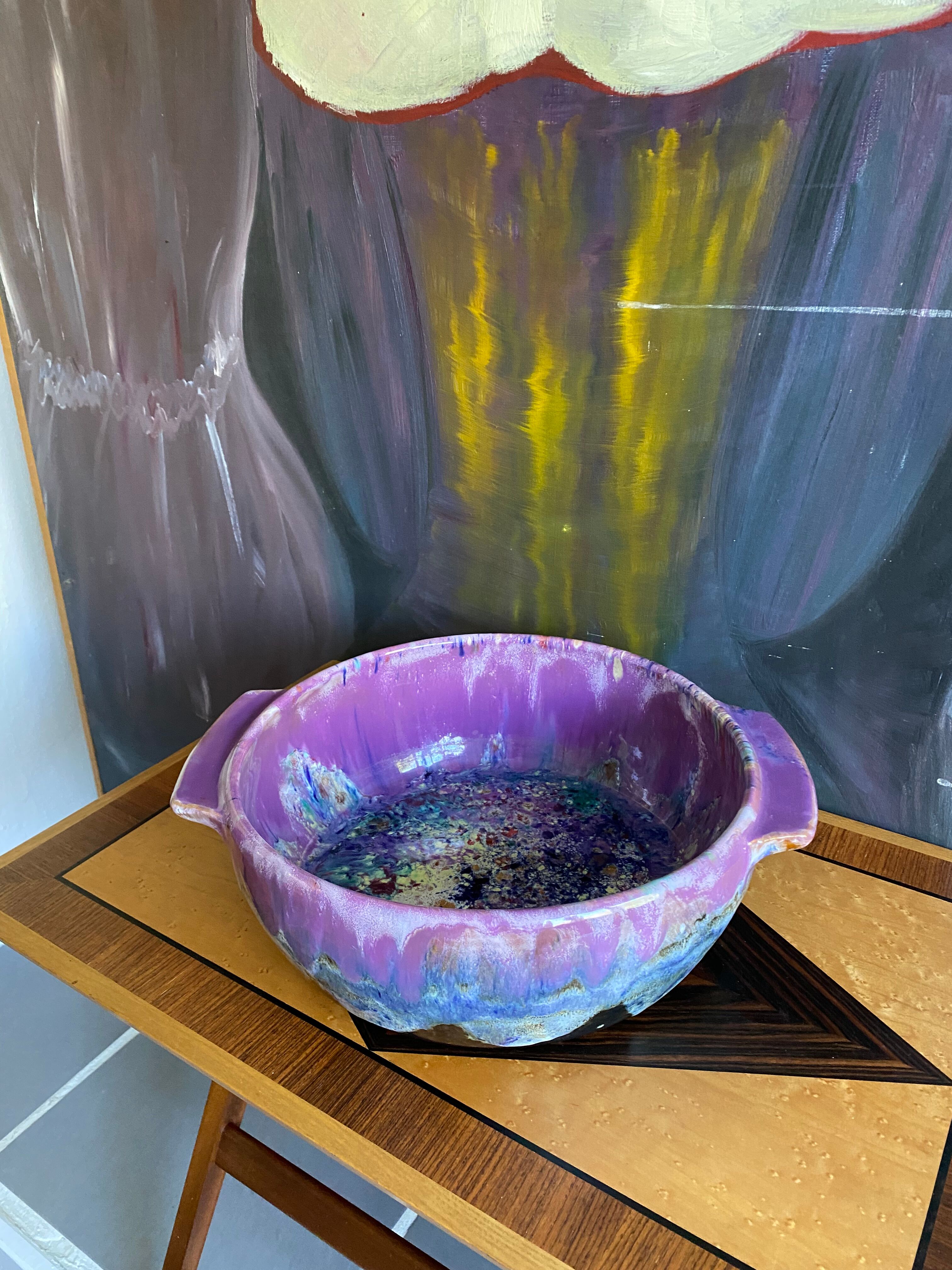 Enamelled earthenware dish of vintage Morvan