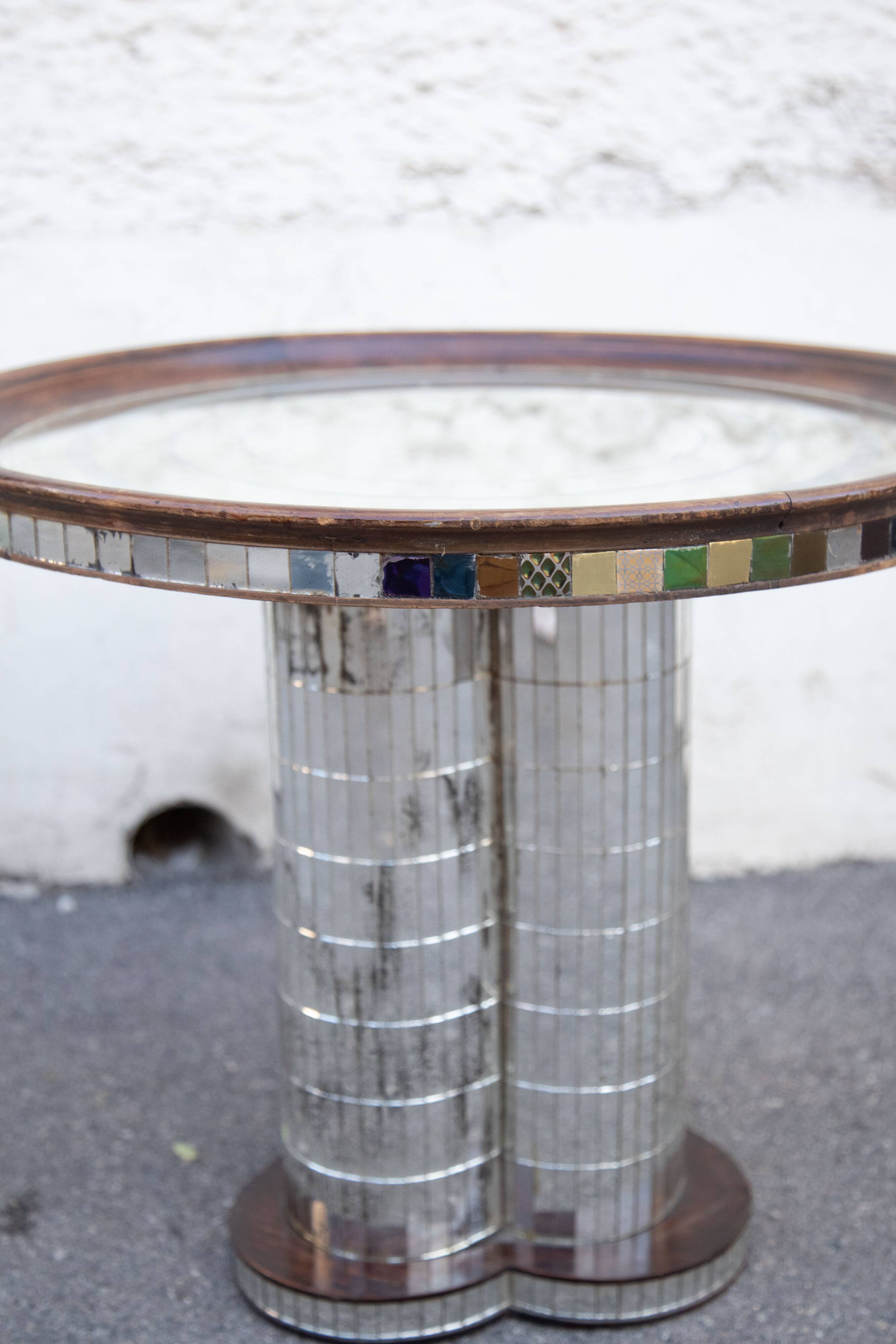 Mosaic mirrored glass coffee table Italy 70