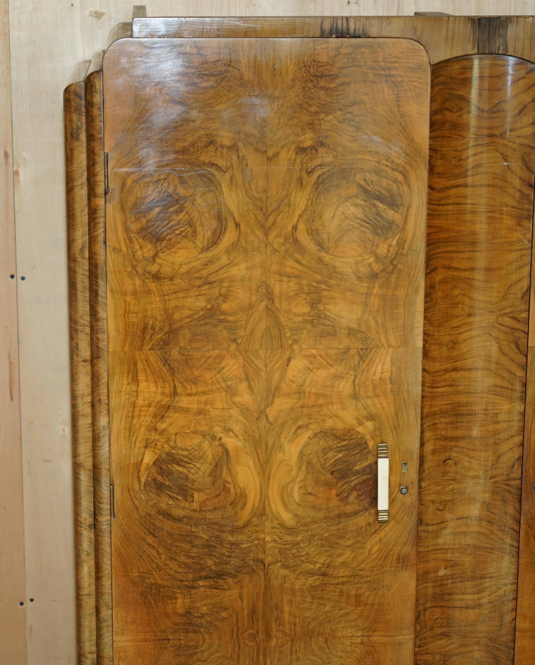 Double Art Deco wardrobe circa 1930 in satin walnut.