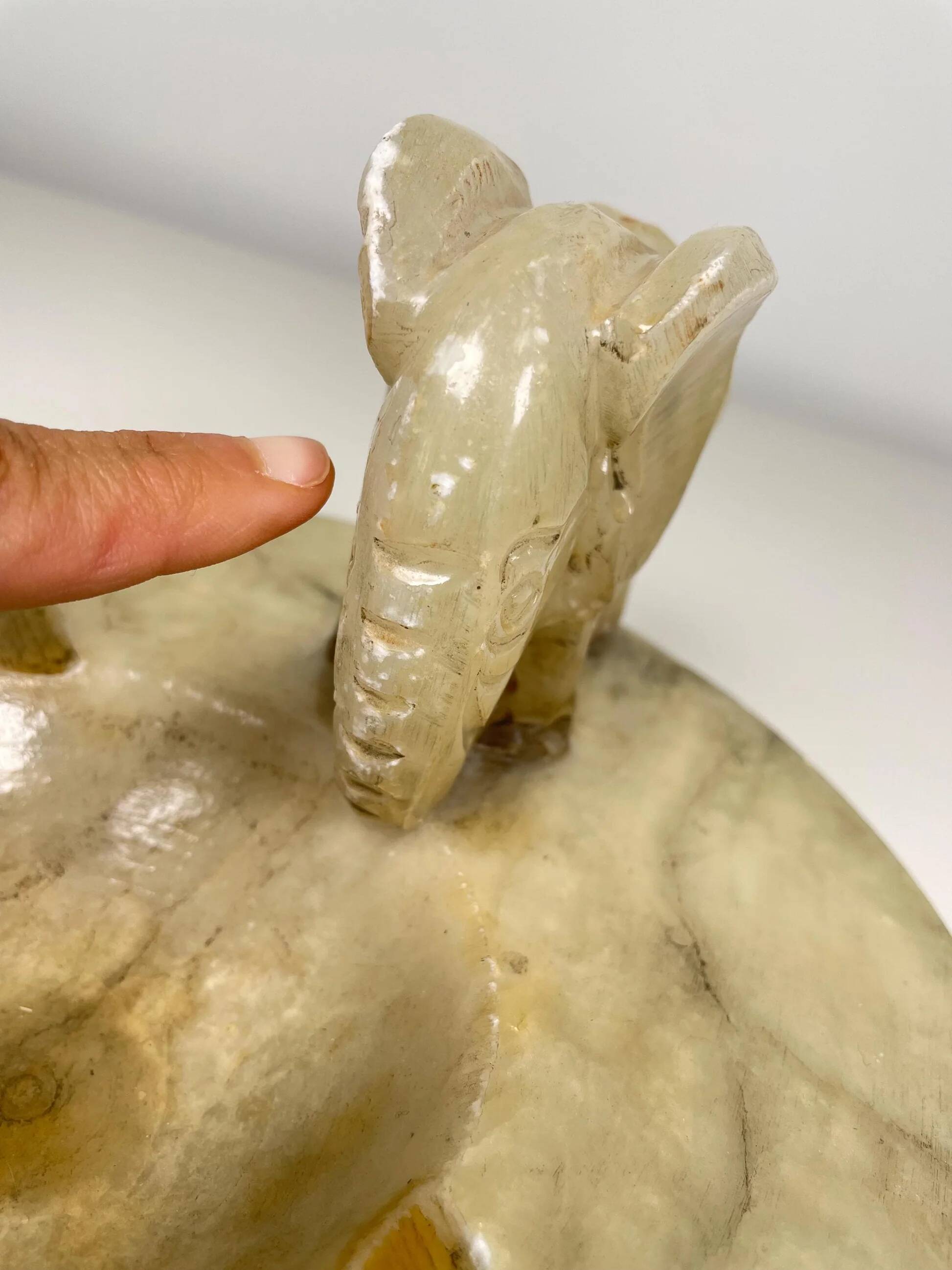 Hand carved alabaster elephant ashtray
