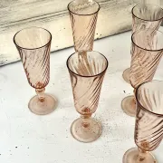 Champagne flutes set of 6, Rosaline luinarc swirl glass stemware