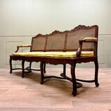 Bench Sofa In Cane Walnut From Regency Period XVIII Eme Century