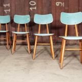 Series of 4 wooden chair Ton (Ex Thonet) 1960
