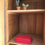 Vintage 3-doors cabinet with feet compass