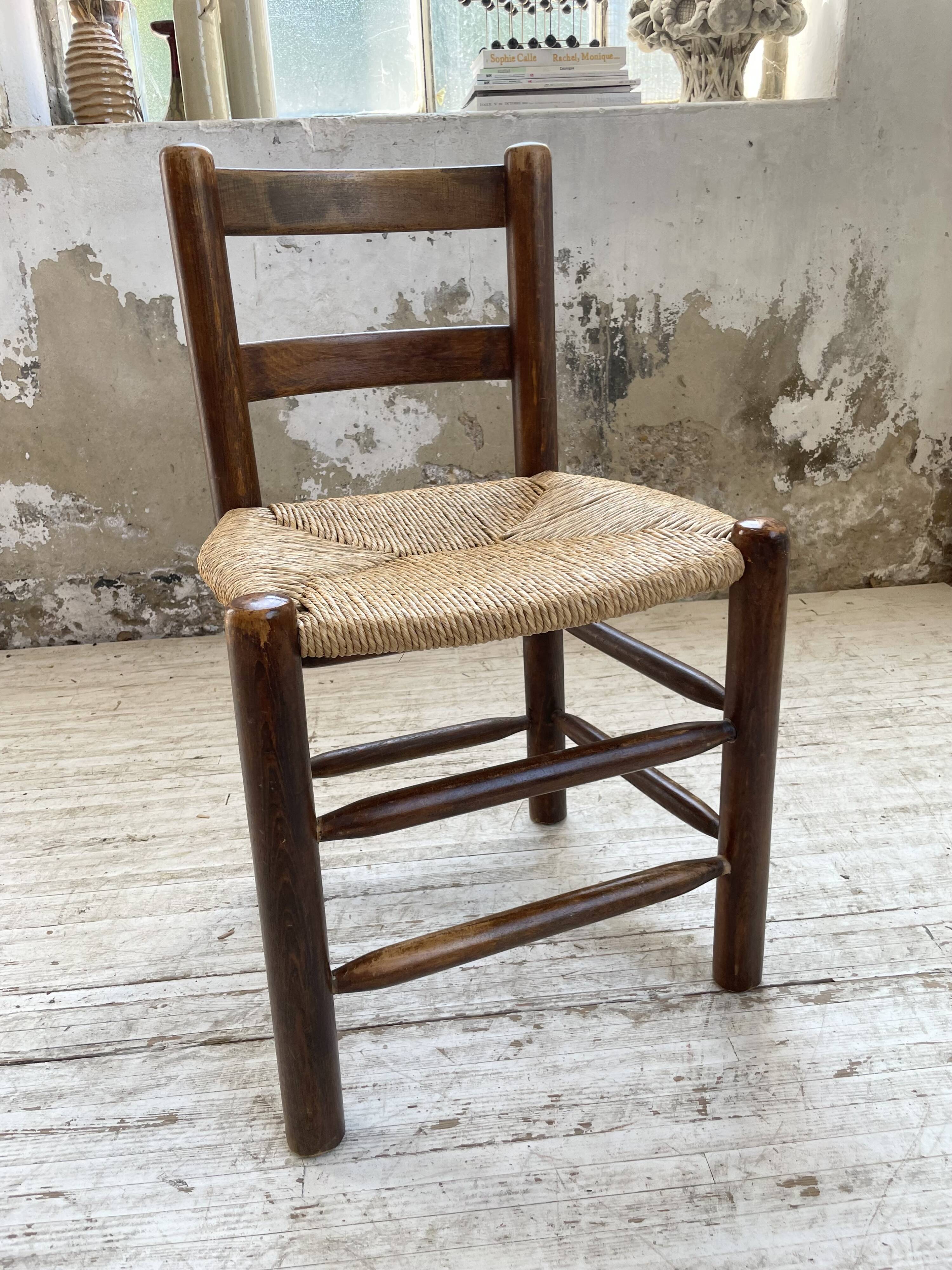 6 straw and oak chairs, mountain furniture