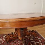 Napoleon III solid walnut pedestal table with extensions - 14 place settings