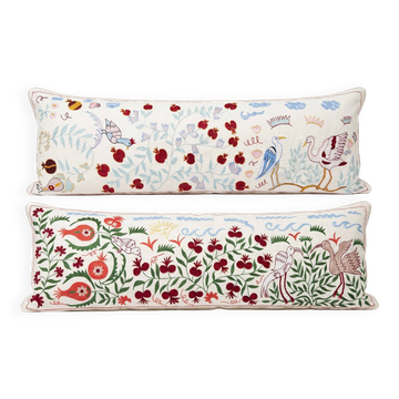 Lot de 2 housses de coussin décoratives brodées