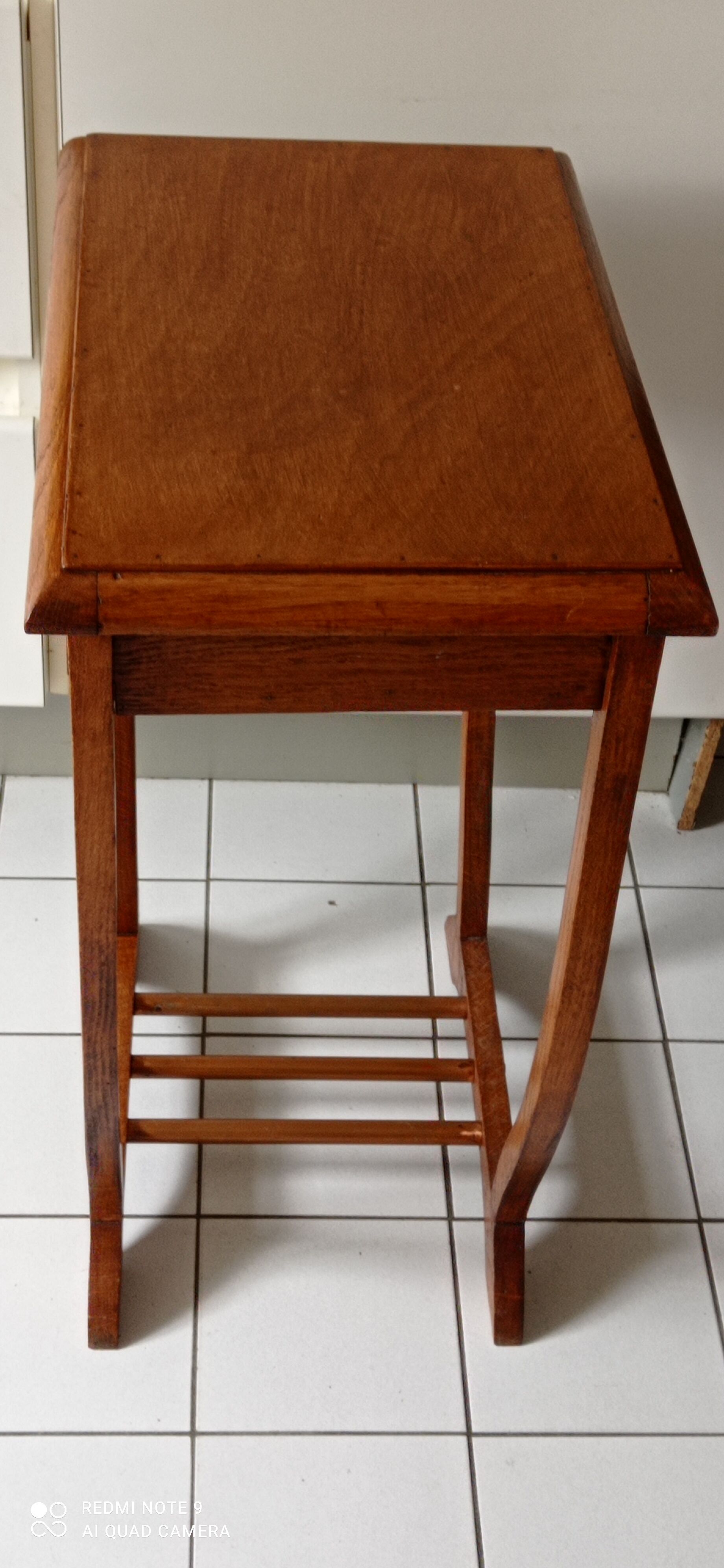 Art Deco pedestal table wood and copper