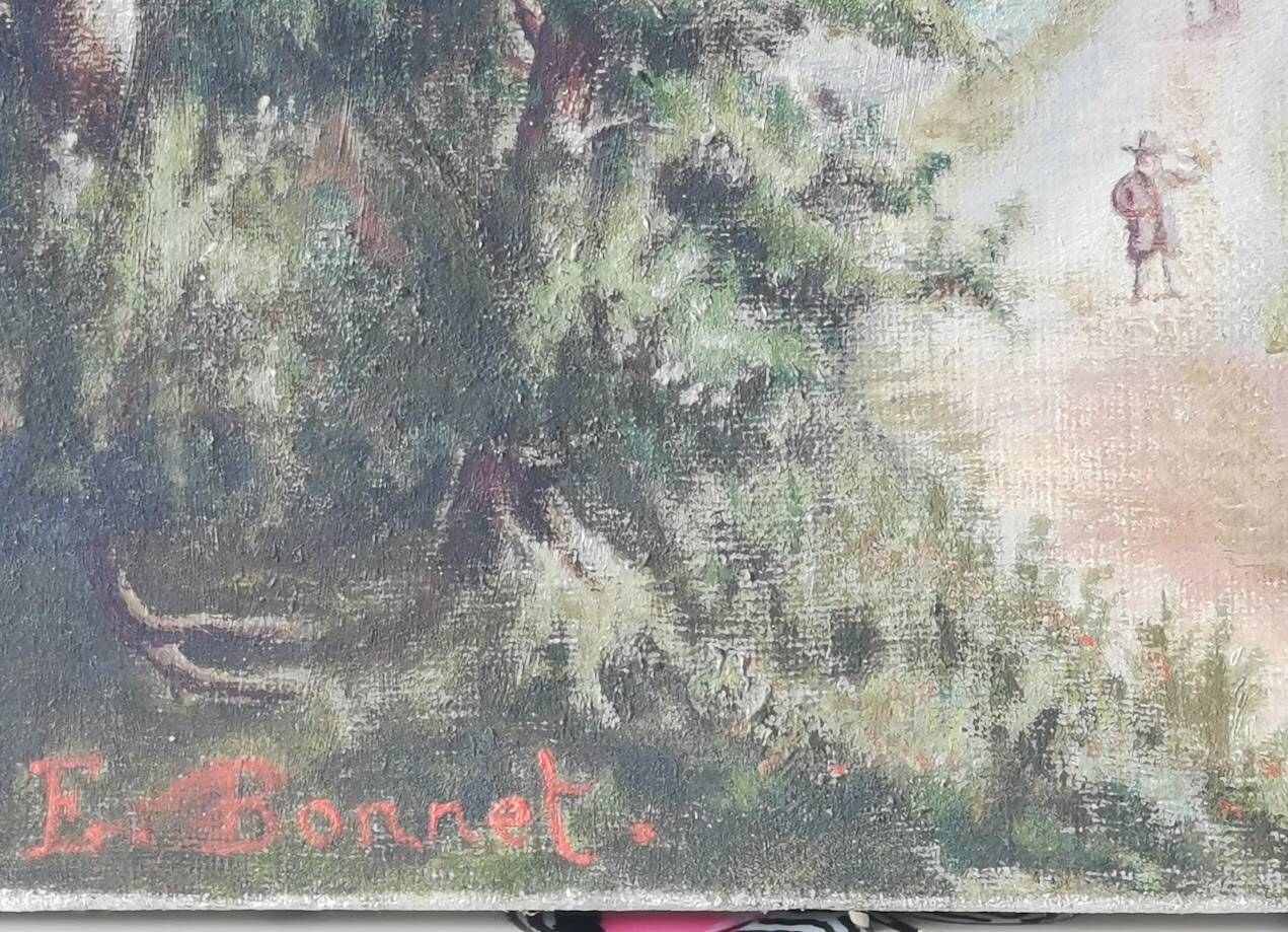 Oil / canvas Landscape of a mountain village from the 19th century François Bonnet (1811-1