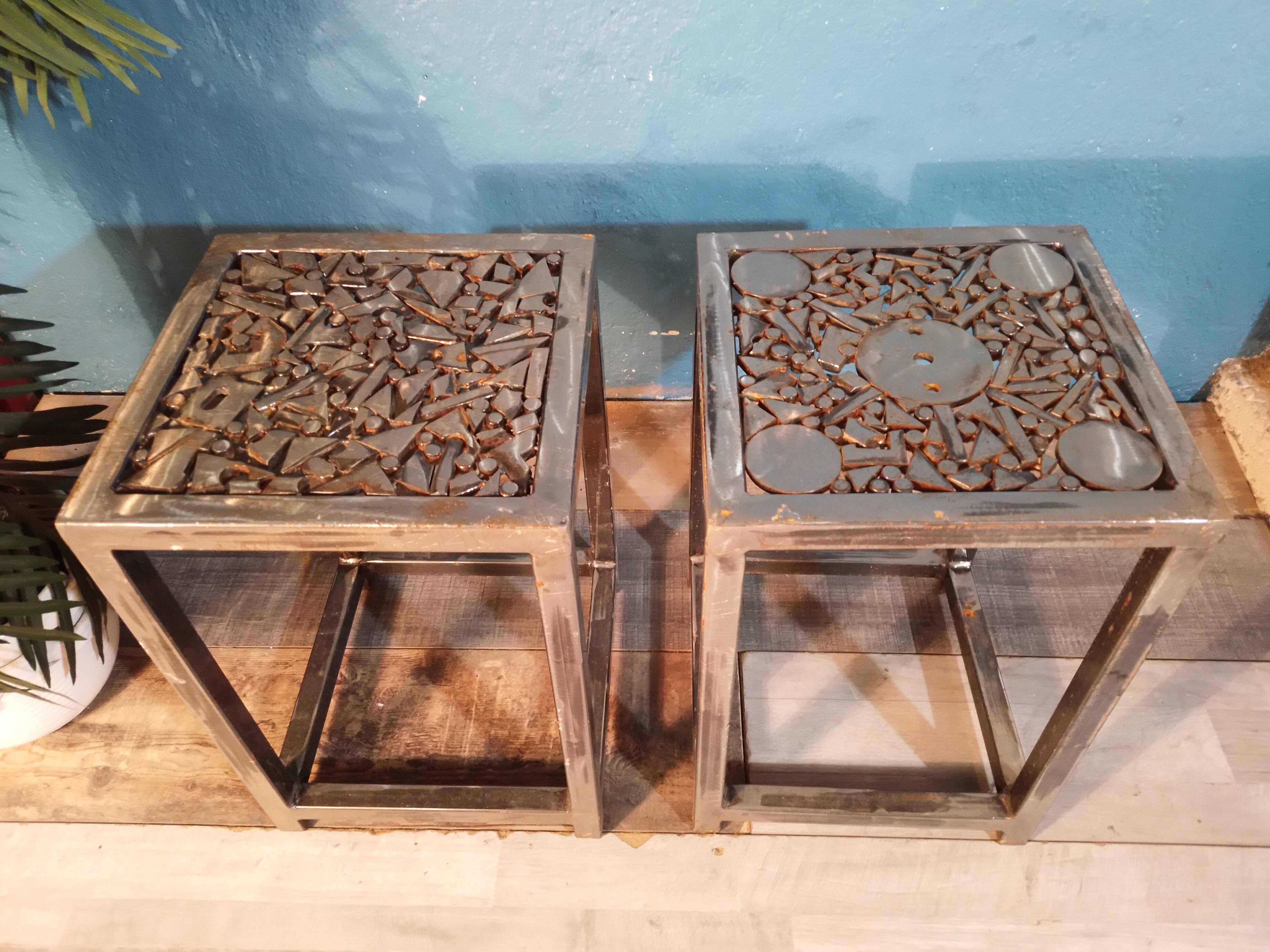 20th century steel stools / end tables