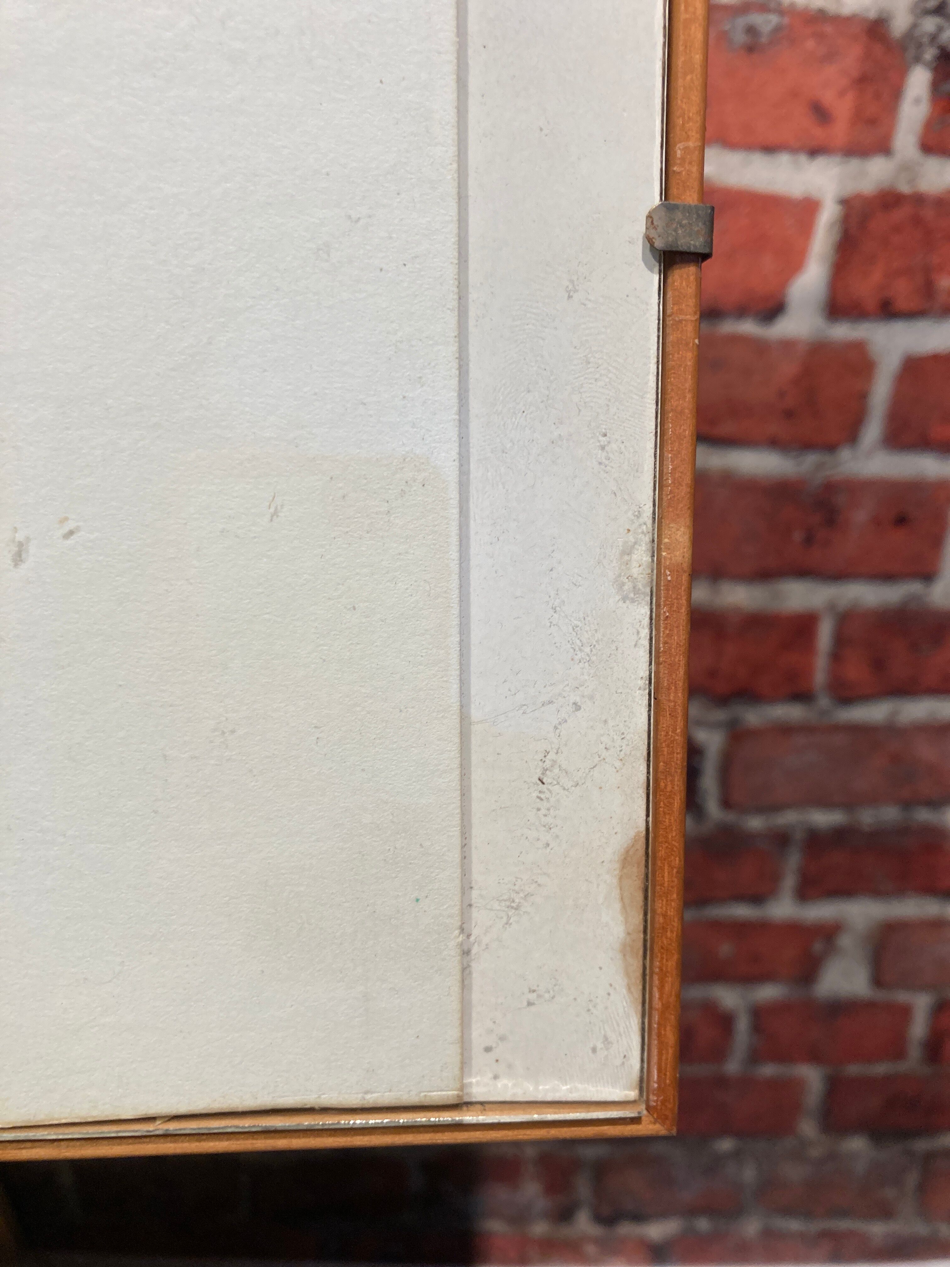 Framed watercolor depicting an agricultural landscape