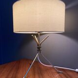 Brass lable lamp with round shade 1960s
