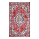 Vintage Turkish Oushak Handmade Wool Cotton Red Area Rug 124x209