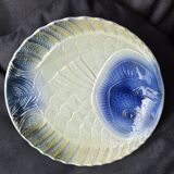 5 assiettes barbotine poissons coquillages Sarreguemines vintage