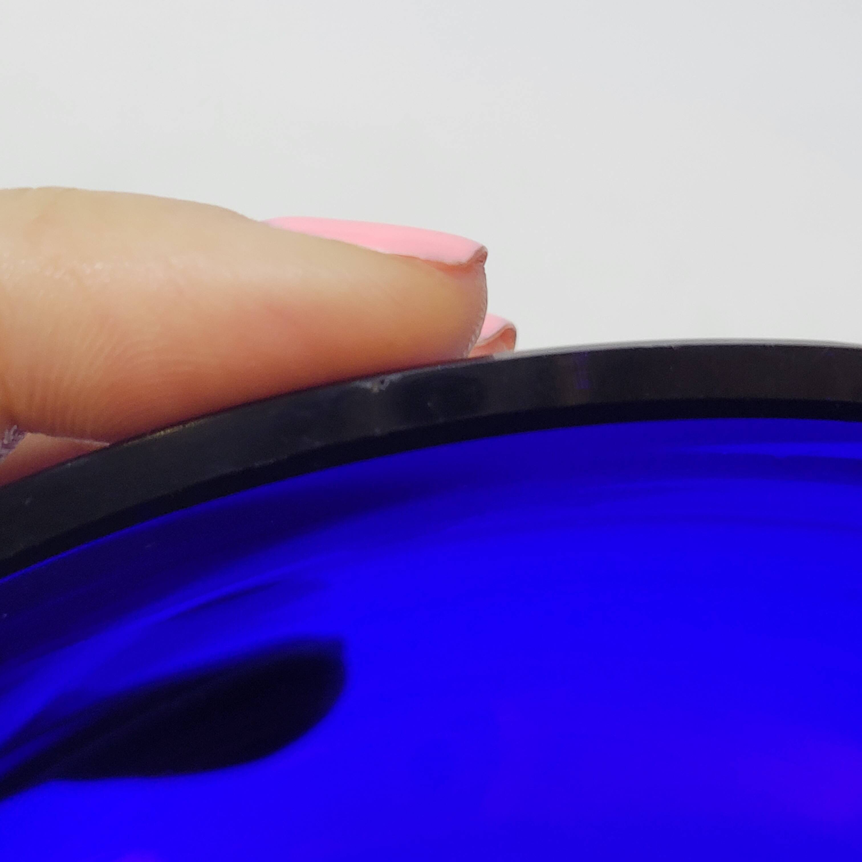 Antique gold metal and cobalt blue glass centerpiece planter