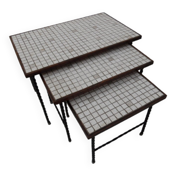 Vintage mimi set of tables with tiles